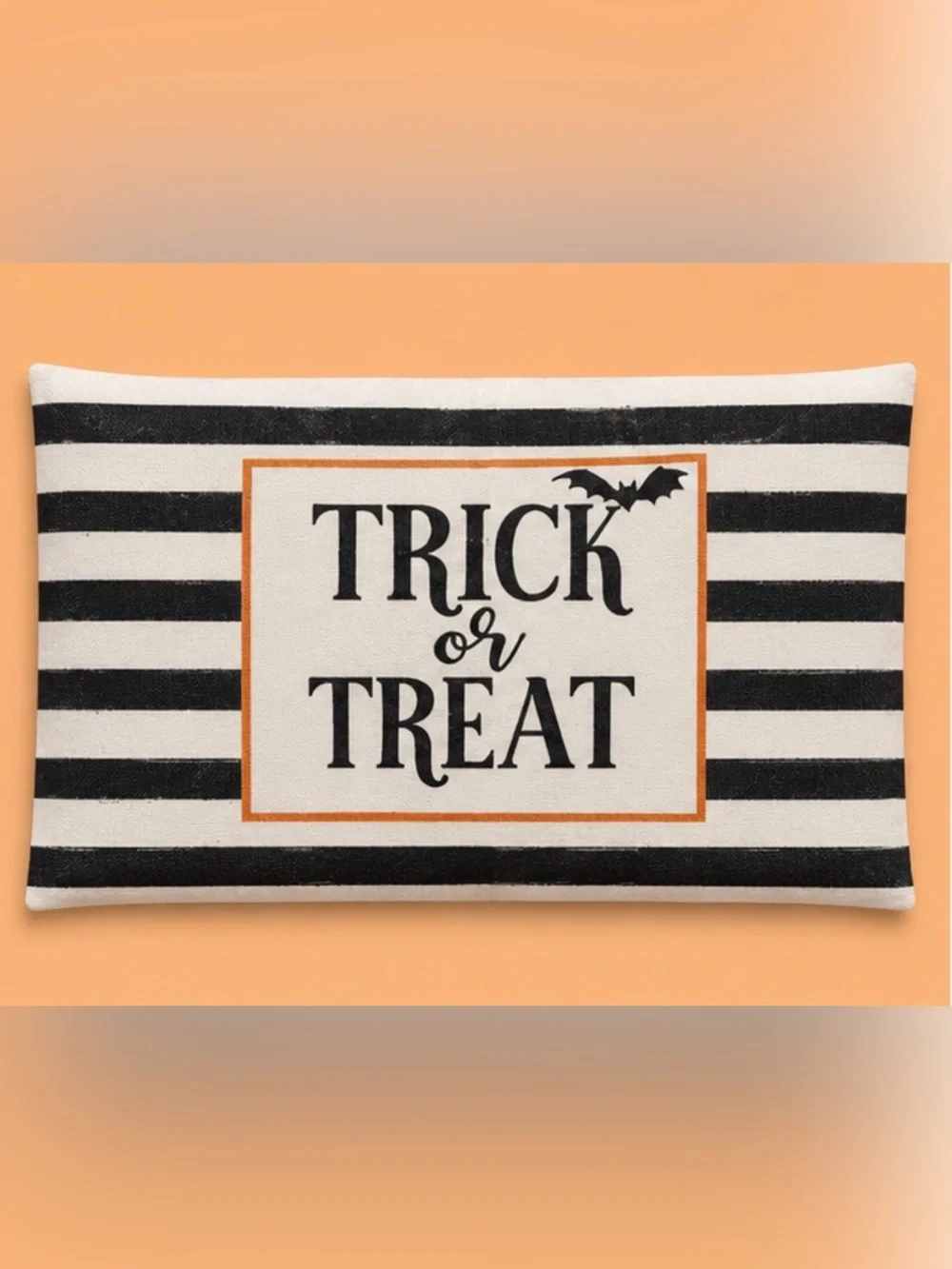 Halloween Trick or Treat with Bat linen Pillow Cover